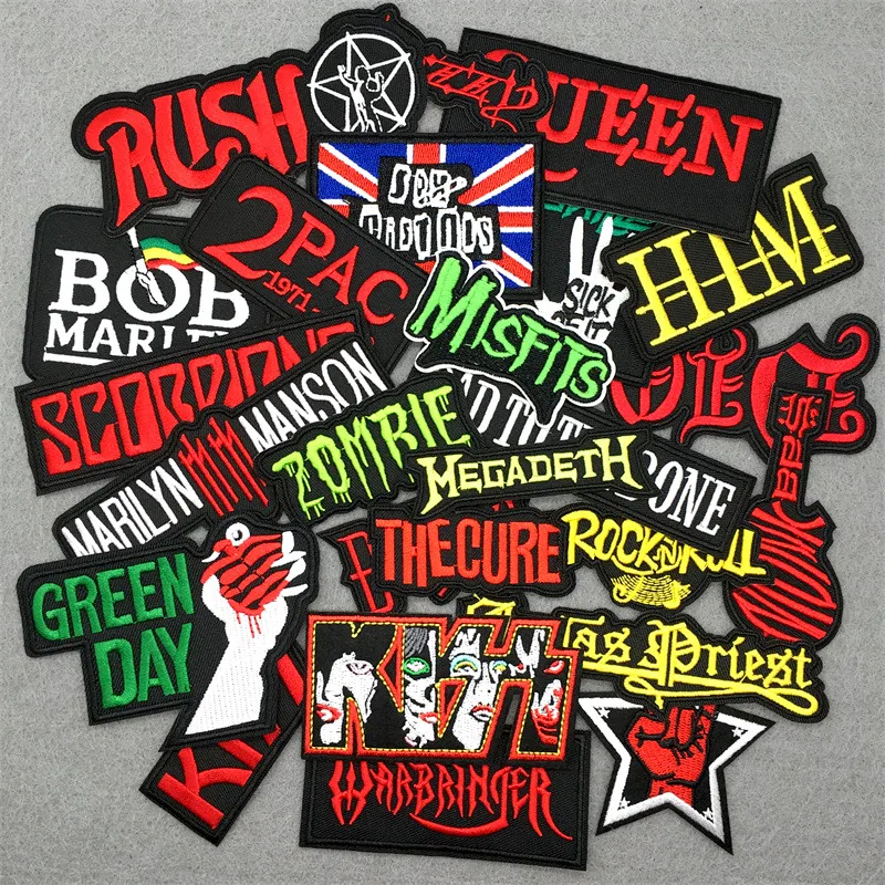 50pcs/lot DIY Rock Band Patches for Clothing Embroidered Punk Iron on  Badges for Jacket Jeans Stickers Appliques Stripes - AliExpress