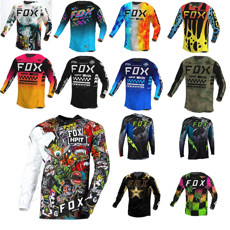 

2023 Men's Downhill Mountain Bike MTB Shirts Offroad DH Motorcycle Motocross Sportwear Clothing Hpit Fox Racing Element