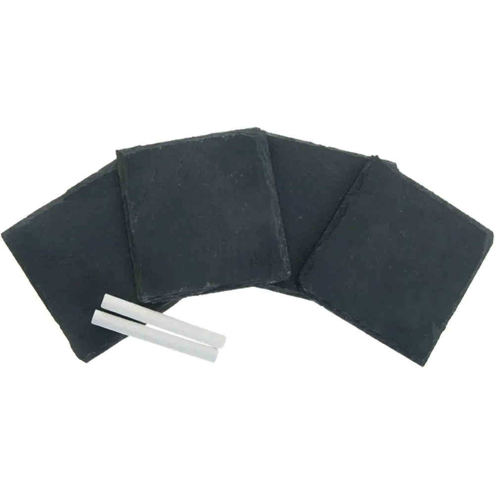 

Slate Drink Coaster Set with Chalks