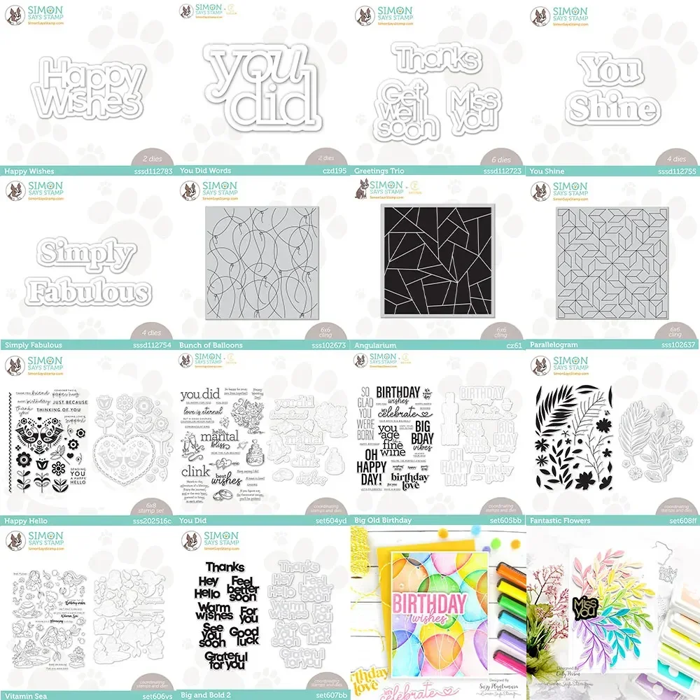 Happy Wishes Birthday Metal Cutting Dies E Clear Stamp Scrapbooking Album Fotografico Forniture Artigianali Modello Di Carta Di Carta Decor Paper