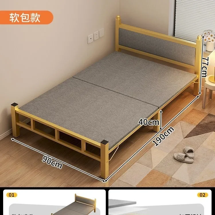 Cama plegable para el hogar, sencilla, pequeña, para oficina, almuerzo, 1,2 m, habitación individual de alquiler, cama de hierro para dormitorio para adultos