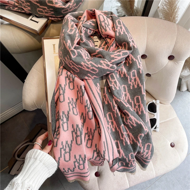 

Warm Thick Cashmere Scarf Women Print Doubel-sided Blanket Shawl And Wraps Tessel Bufanda Female Pashmina 180*65cm Echarpe 2022
