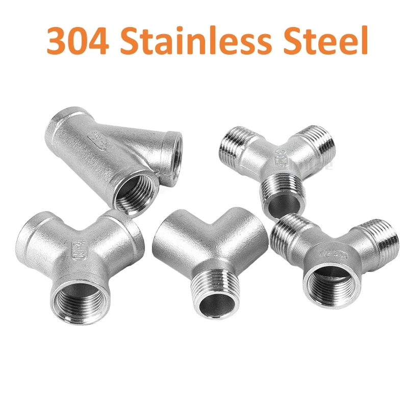 Connettore Idraulico A T In Acciaio Inox 304 - Filettatura Maschio BSPP, 3 Vie, Varie Misure