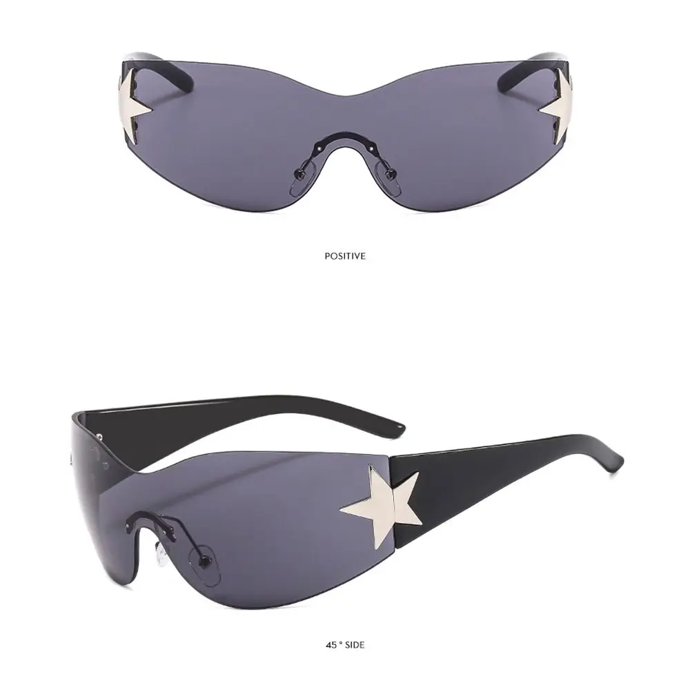 Rimless Sunglasses Oversized Trendy Y2K Wrap Around Sunglasses Punk One Piece Goggles Sports Sun Glasses Shades Driving_voghion.com