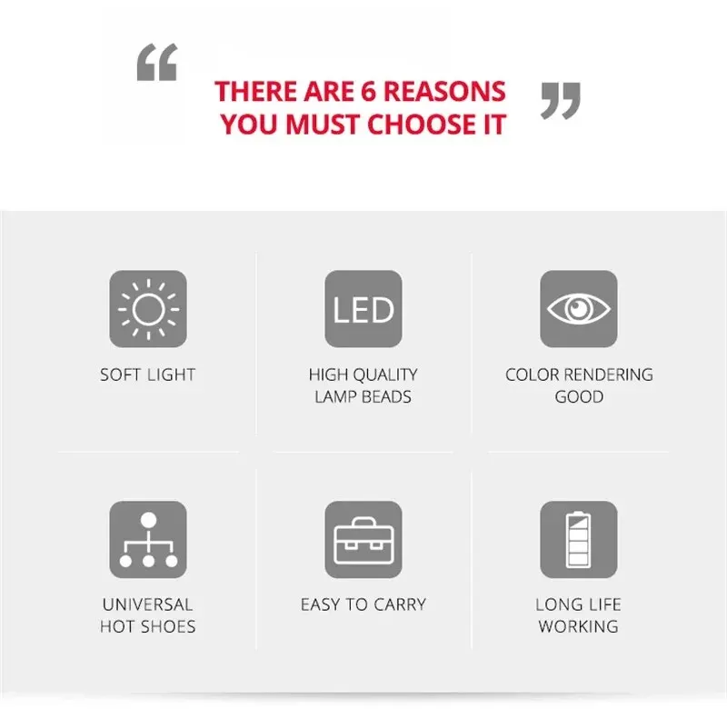 Portable Video Fill Light For Camera Phone Laptop Selfie Adjustable Photography Pocket Fill Light with Clamp Tripod Selfie Stick