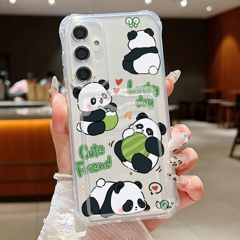 Cute Panda Clear Card Holder Phone Case Cover