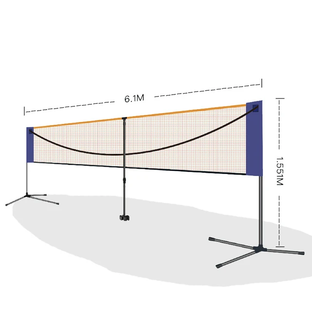 Reti da badminton, rete da pallavolo portatile pieghevole da esterno 6 m,  set da badminton con