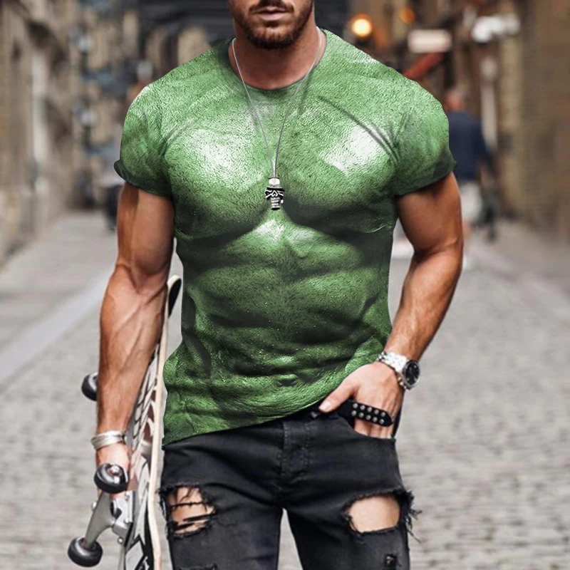 2022 Summer New 3D Muscle Fitness Street Creative Design Printed Harajuku Premium Sports Oversized Comfortable Shirt T-Shirt