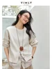 VIMLY Women Commuter Fake 2PCS Spliced Stripe Split at HemSweatshirt 2025Spring Lazy Style Simple Casual Versatile Top Pullovers 6