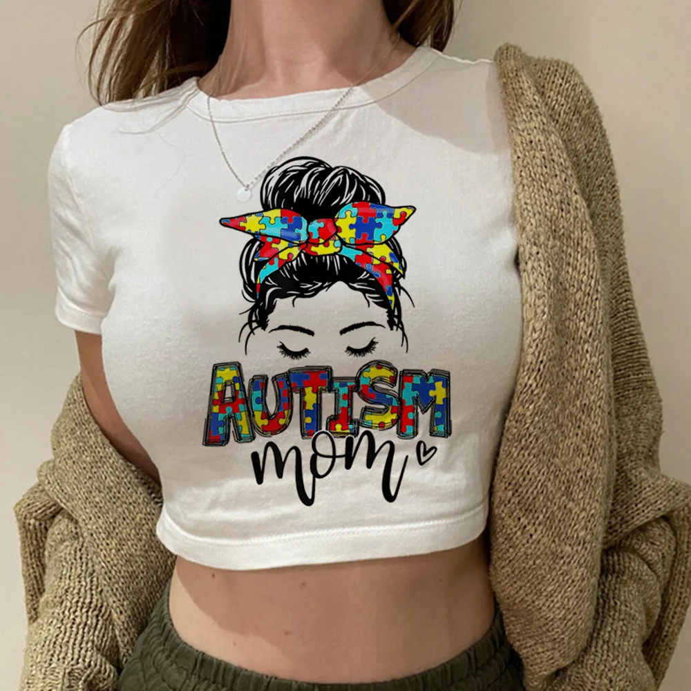 

Кроп-топ с рисунком аутизма, корейская мода, хиппи, женская одежда с рисунком