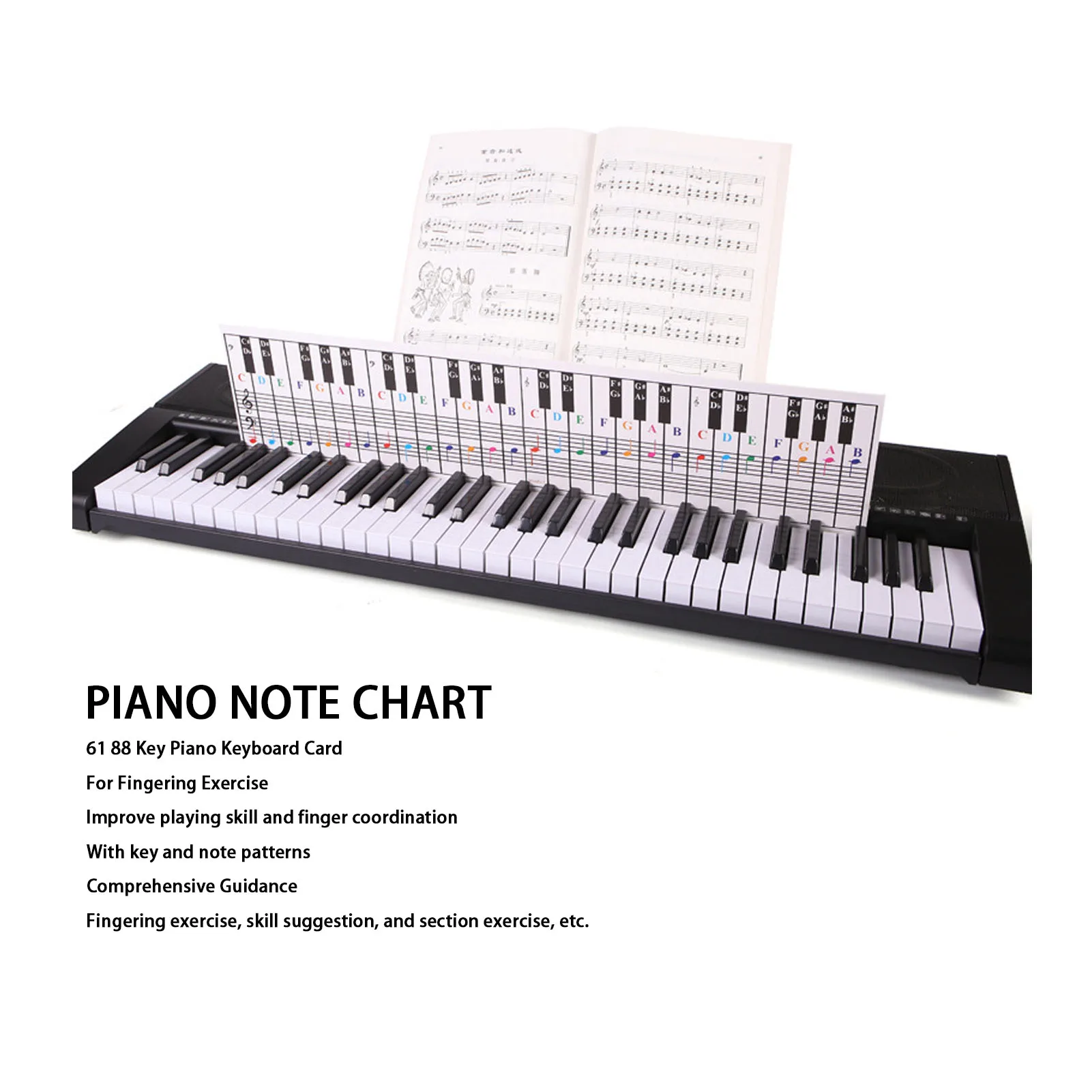 Adesivi Note Per Tastiera Pianoforte - Per 88 Tasti, Doppia Notazione, PVC, Autoadesivi - Foto 5