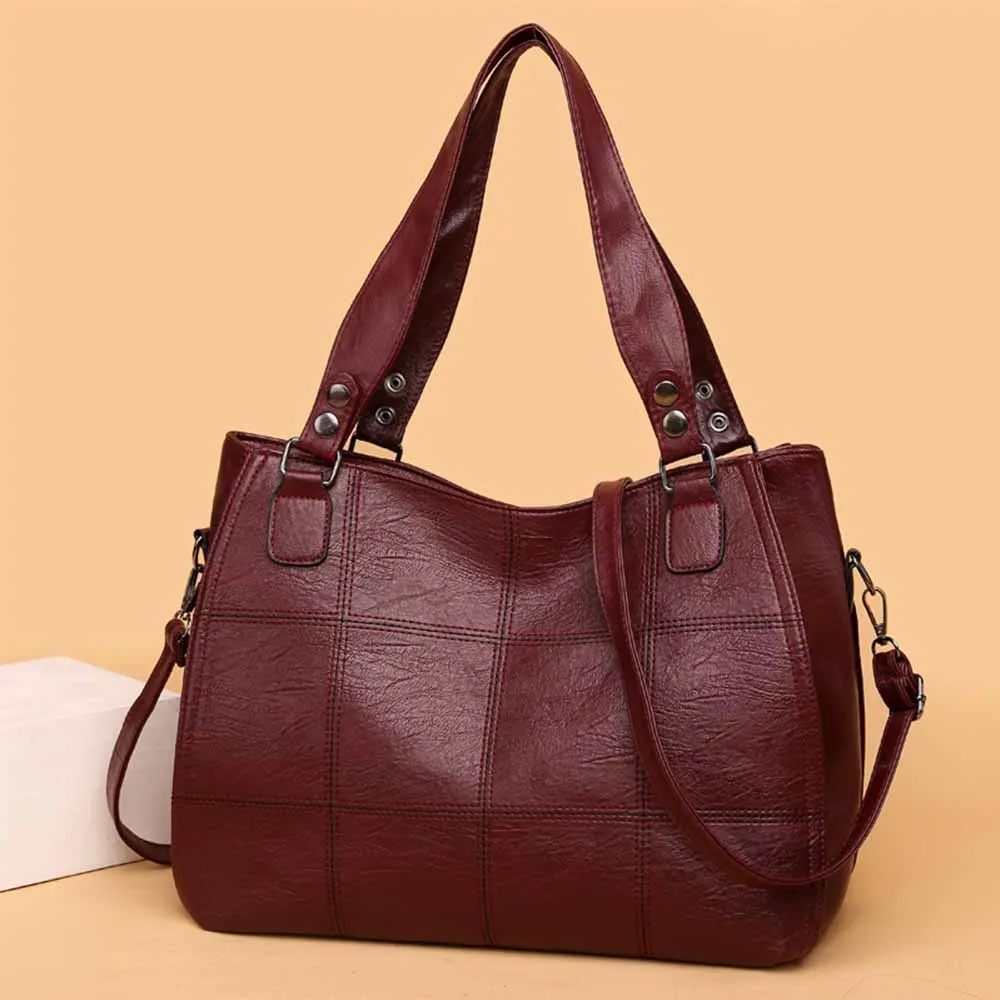 New Women Casual Tote Bag Luxury Pu Leather Shine Diamond Pattern Shoulder Bag Female Wedding