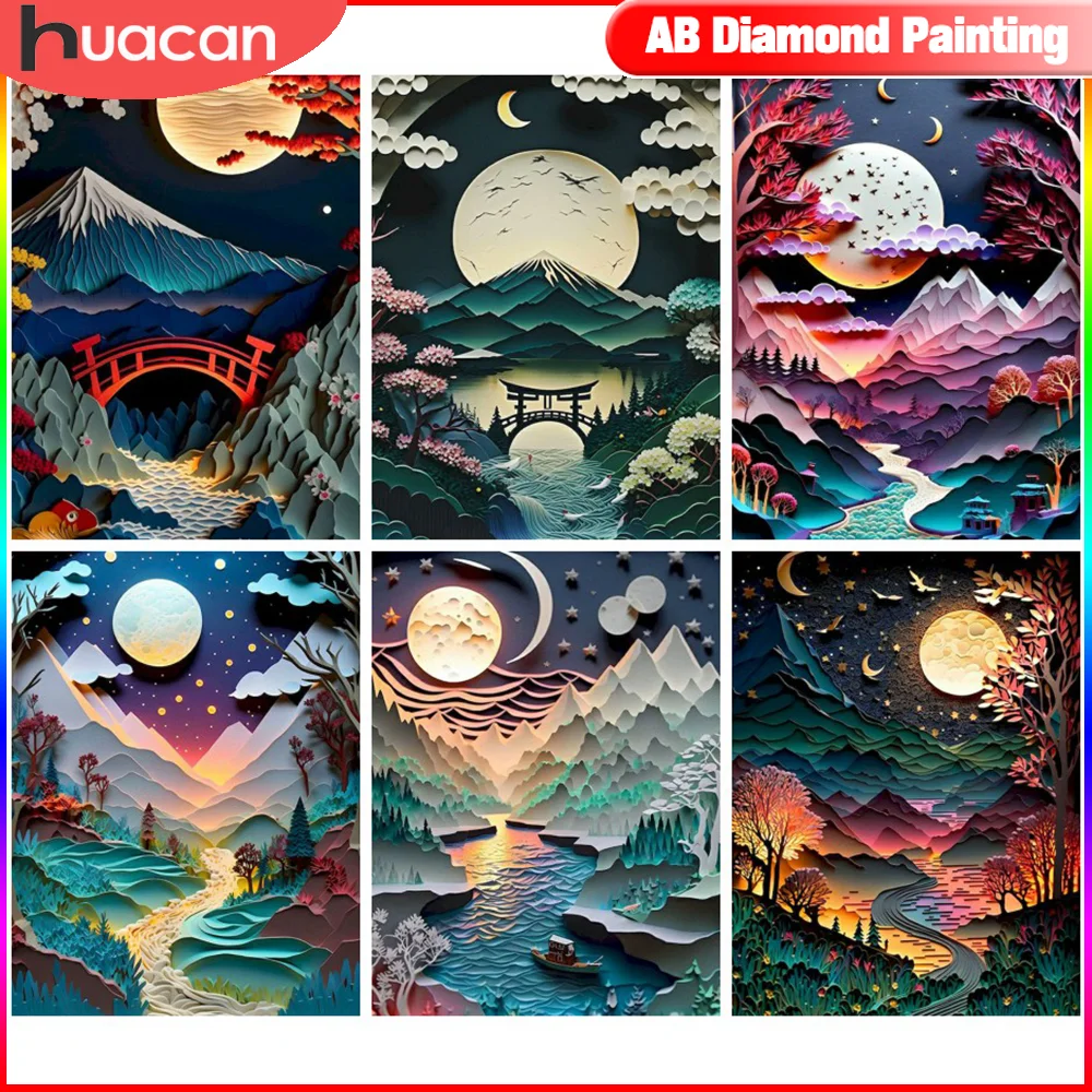 Huacan Moon Diamond Painting Kits for Adults, Full Square Drill Diamond Art,  Dia