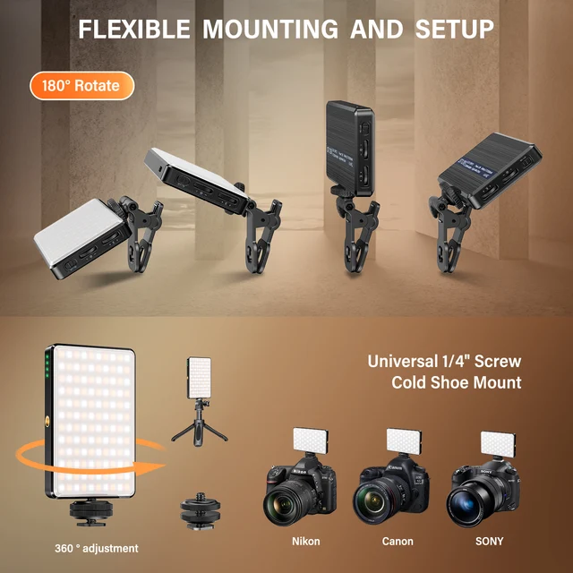 ST-120 LED Video Light Fill Light Rechargeable 3000 MAh Ajusted 3 Light Modes CRI95 Portable Mini Selfie Light 2500-9000K 4