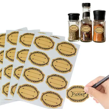 10 fogli - 1,18*1,57 pollici/3*4 cm Etichette adesive vintage in carta kraft con motivi, Adesivi universali in carta kraft per bottiglie, barattoli e scatole, Etichette nominative scrivibili per bottiglie, barattoli e scatole, Adesivi per l'etichettatura 