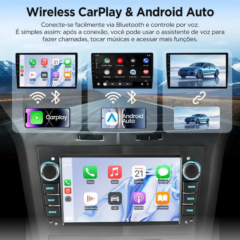 Radio para Auto Junsun de 7 Pulgadas con Android, CarPlay Inalámbrico, Android Auto, Estéreo para Opel Vauxhall Astra H G J Zafira B Corsa C Antara Vectra Vivaro Meriva Combo Signum Tigra TwinTop, WiFi, GPS, Navegación, SWC, 4G-LTE, Bluetooth, Pantalla Táctil Multimedia + Guía de Instalación 6