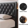 Bed Frame with Headboard PU Leather Upholstered Bed Frame Platform,All Metal Slats Support Platform Bed Frame with Storage 4