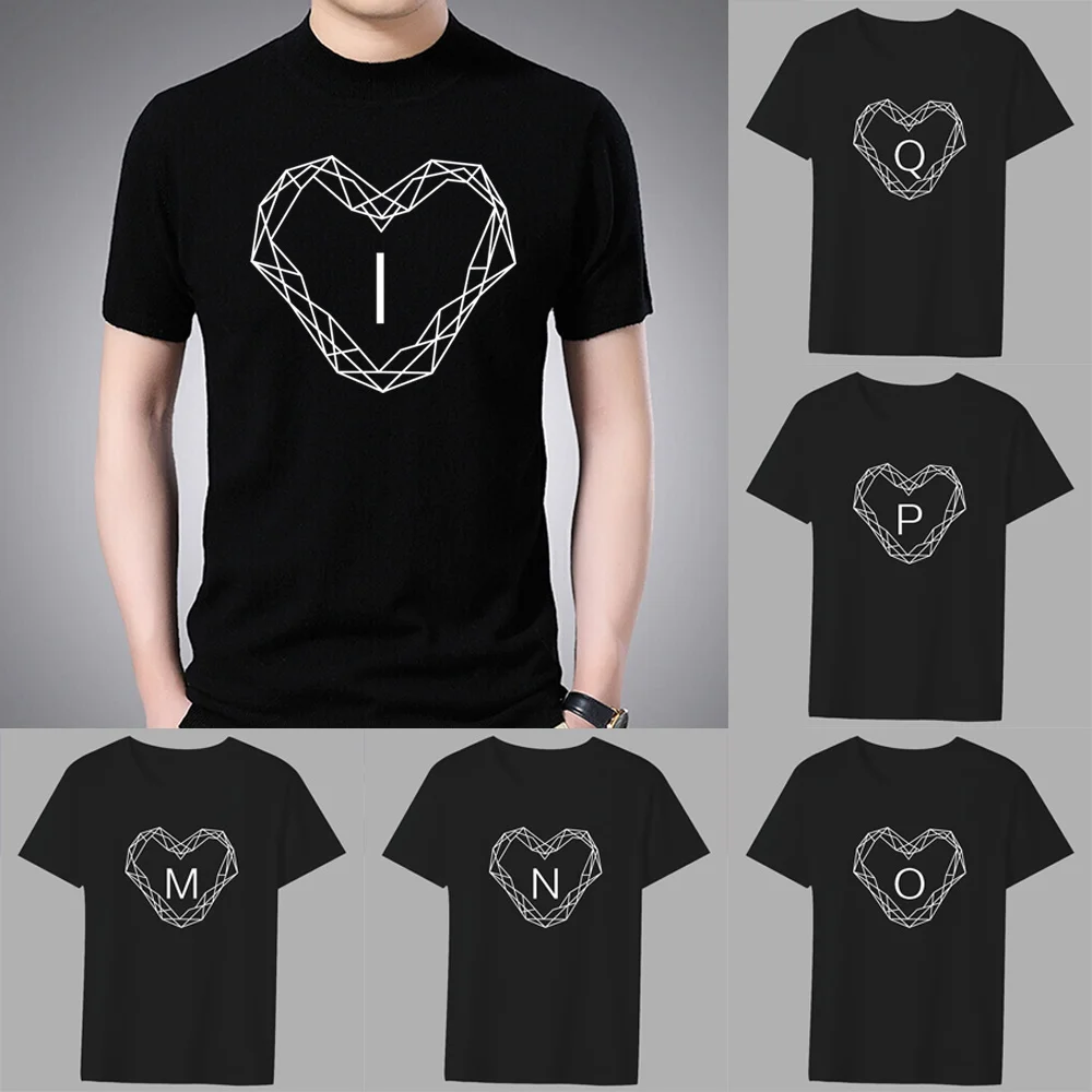 

Men's Classic T-shirt Casual O-neck Diamond Printing Pattern Series Commuter All-match Breathable Black Shirt