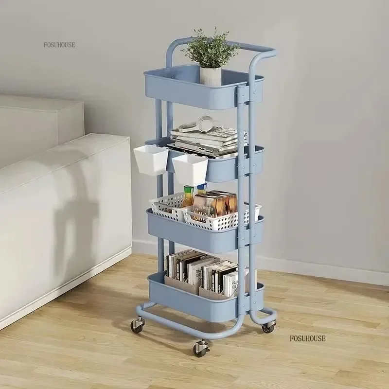 2/3/4-Tier Carbon Steel Trolley with Wheel Bar Kitchen Bathroom Bedroom Storey Snacks Storage Rack cart Makeup Organizer c