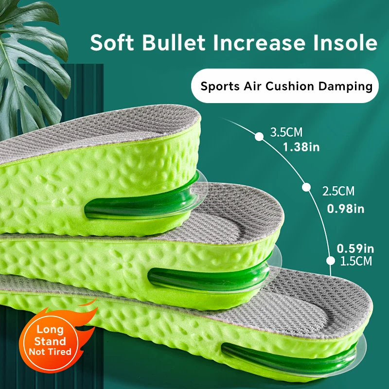 1Pair Height Increase Insole for Feet Comfort Plantar Fasciitis Shoes Insoles Men Women Sports Air Shock Absorbing Shoe Pads height increase insoles