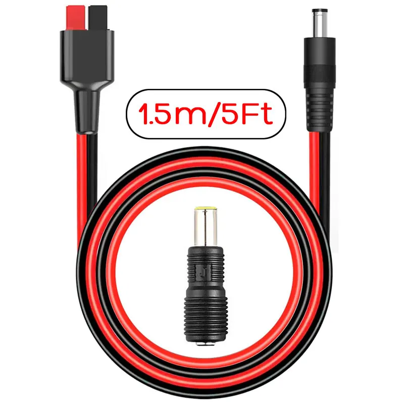 Conector solar de 1,5 m/5 pés para DC5521 com adaptador DC7909 para Jackery Explorer Bluetti VTOMAN Jump etc. Centros de energia portáteis.