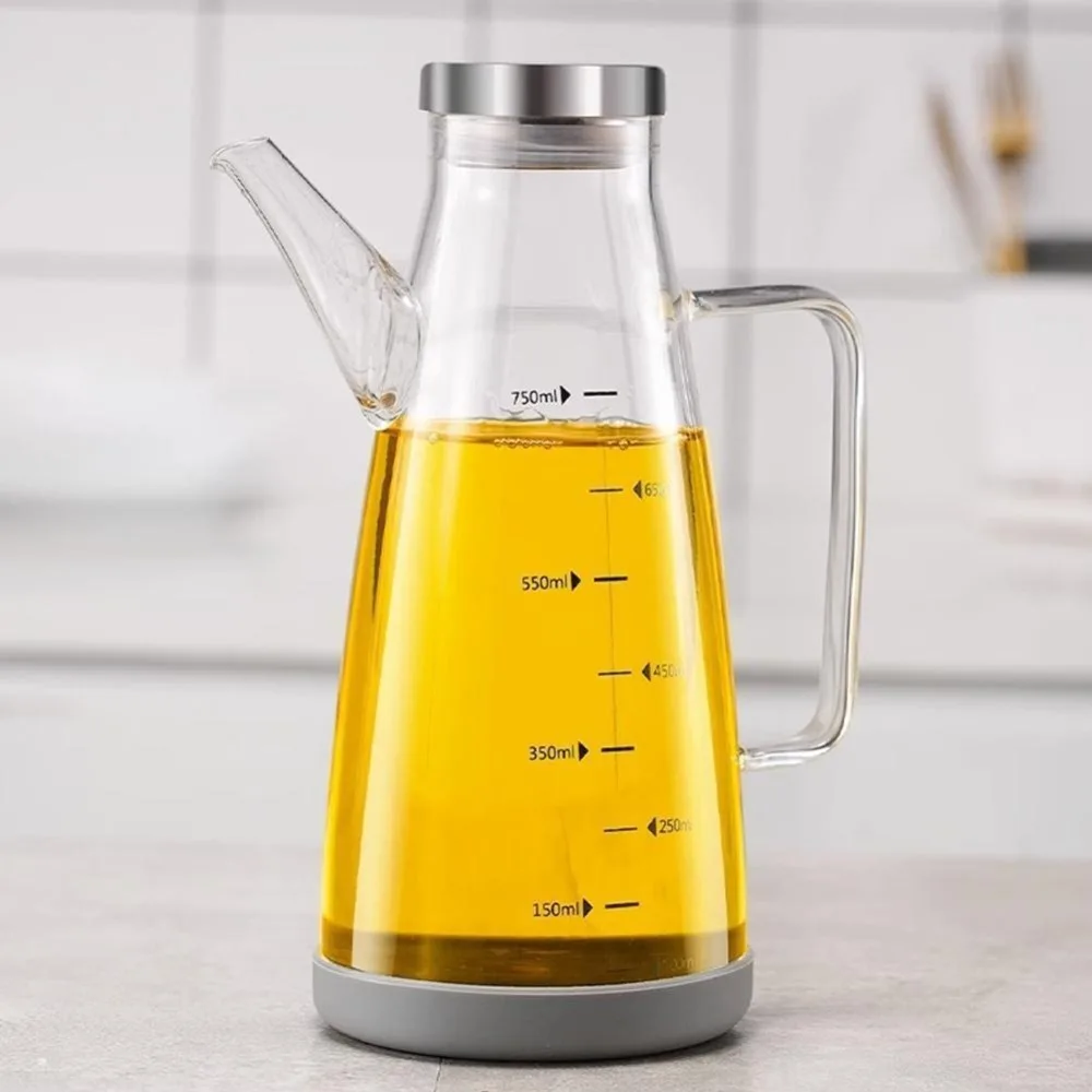 Durable Food-grade Oil Dispenser Bottle Large Capacity Leak-Proof Glass Oil Pot 600/800/1000ML Seasoning Bottle Household