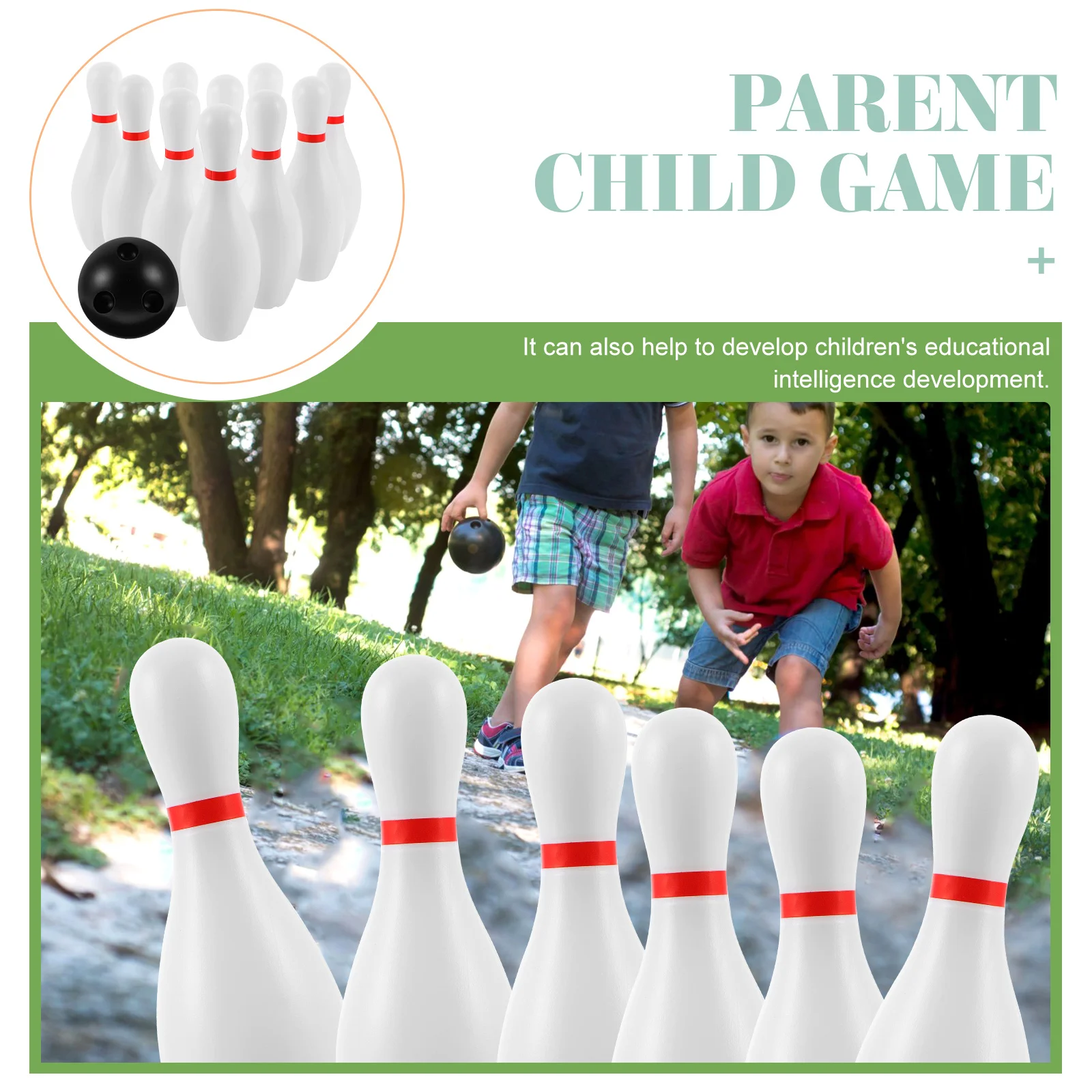 Wooden Bowling Toy Kids Outdoor Bowling Set Sports Child Educational Playset Fun Game Props White Children Intelligence