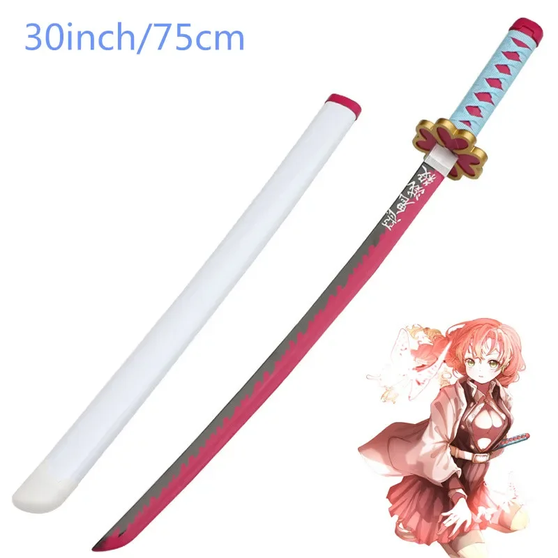 Demon Slayer Cosplay Kanroji Mitsuri 30inch Wood Katana Sword Weapon Kimetsu no Yaiba Role Play Agatsuma Zenitsu 75cm Model