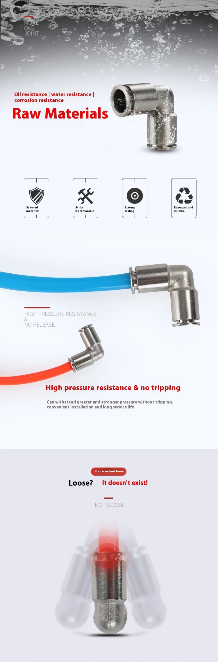Description Picture 2 of itemAir Fitting All copper Nickel Plated Quick Connector PV Pneumatic Joint Straight Through
