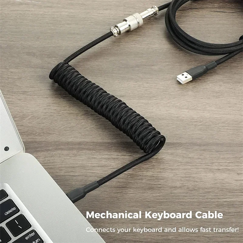 USB C Keyboard Cable 3M Type C Mechanical Coiled Aviation Connector