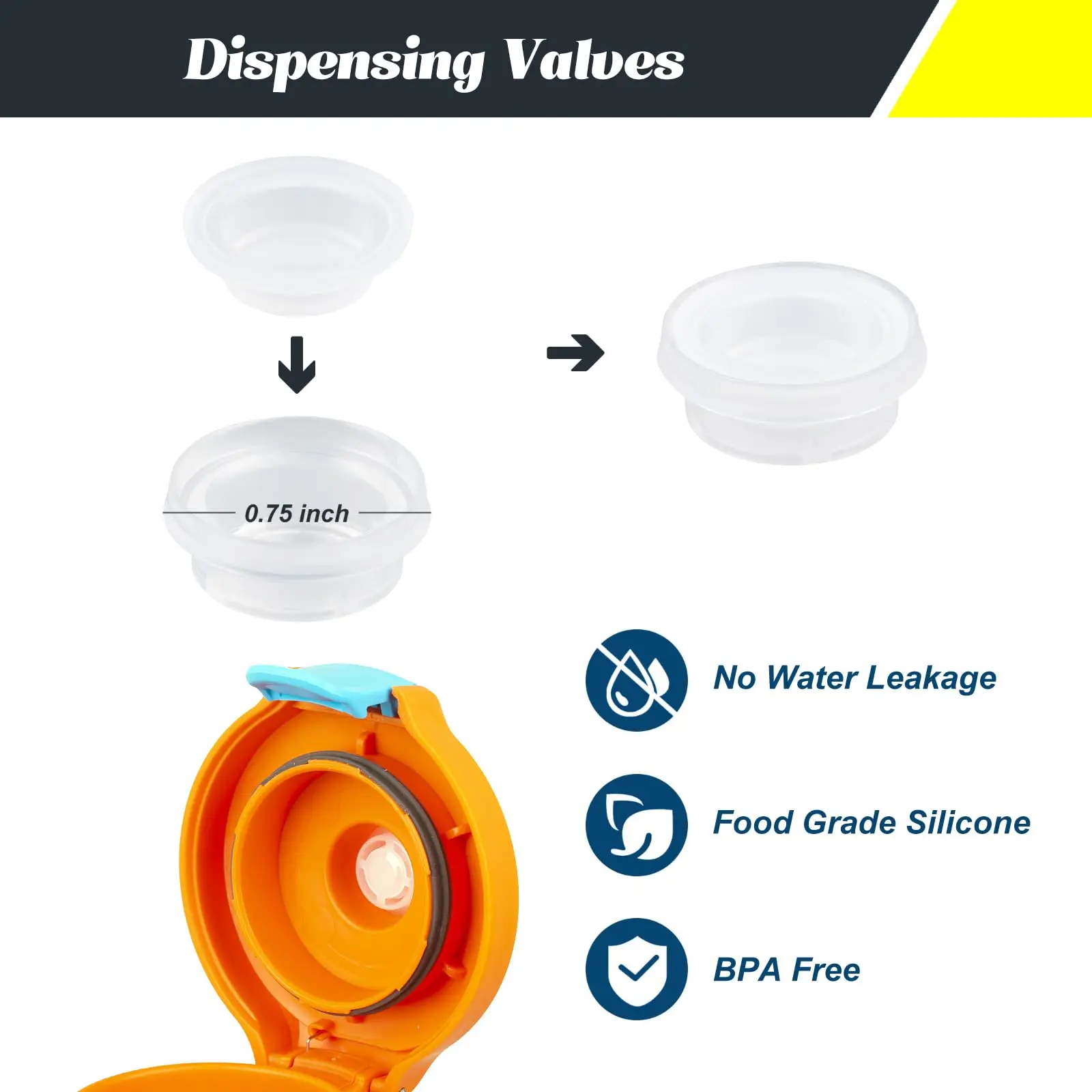 Gosknor 6pcs Valves Remplacement Compatibles Avec Gatorade Bouteille D'eau, Sans BPA Valve Distribution Silicone Accessoires Remplacement Pour Gatorade Bouteille Presser 32oz & Bouteille Eau Gx 30oz