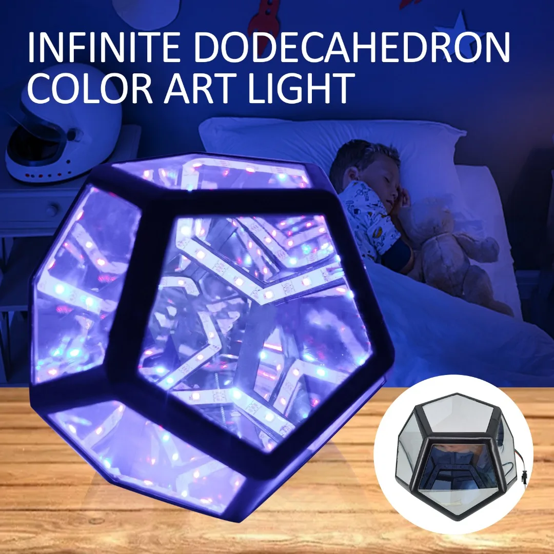 

Infinity Dodecahedron Color Art Light Novelty Night Lamp LED Atmosphere Lamps Dimmable Party Bedroom Decor Kid Gift