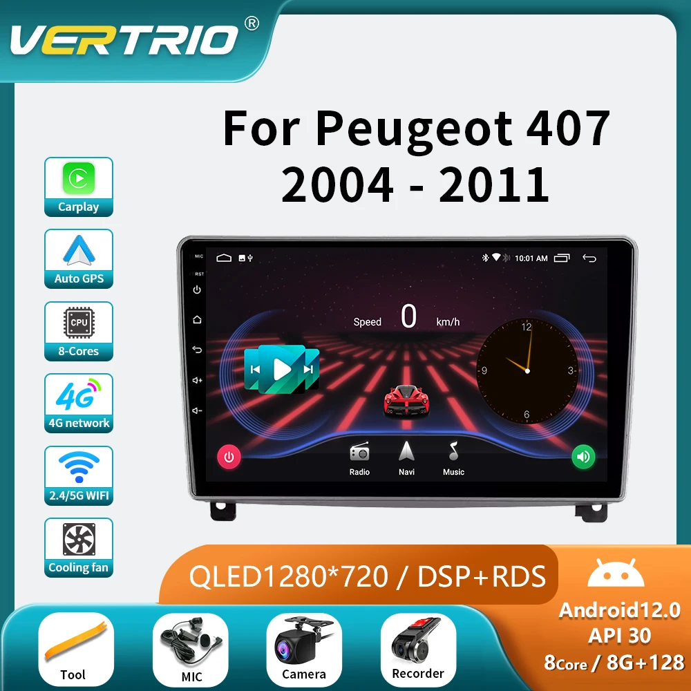 

For Peugeot 407 2004-2011 Android12 Auto Car Stereo Radio Video Multimedia Player Monitor Navigation GPS Autoradio Head Unit IPS