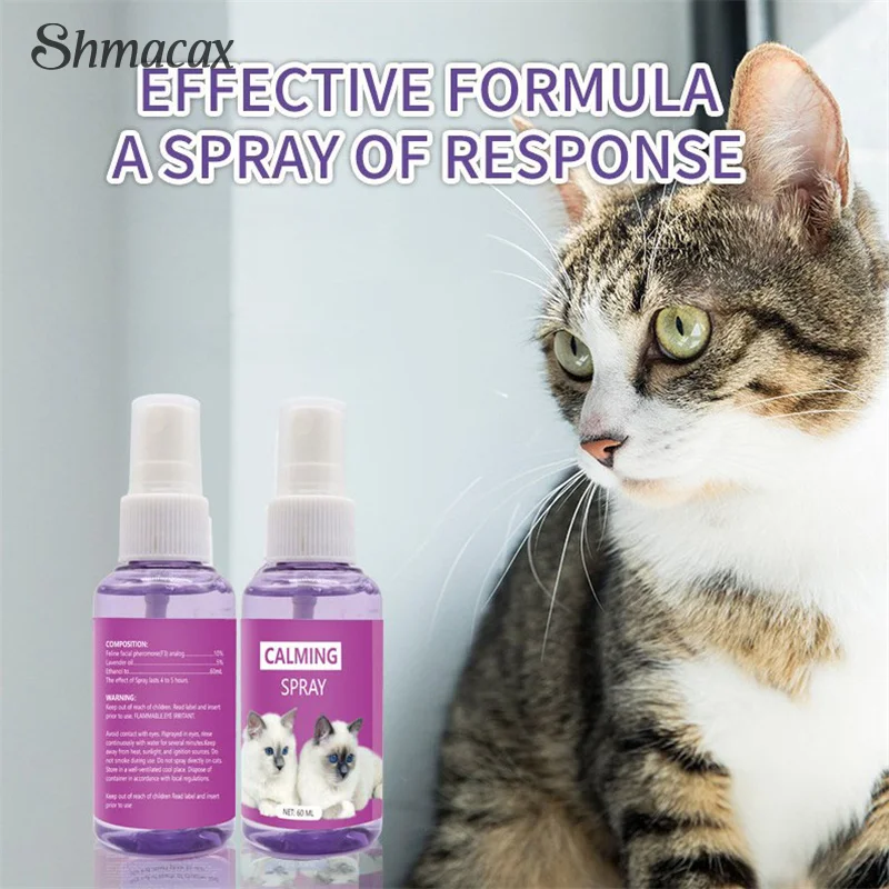 60ml Calming Spray Feline Anti Stress Pheromone Emotional Soothing Spray Health Cleaning Supplies For Cats
