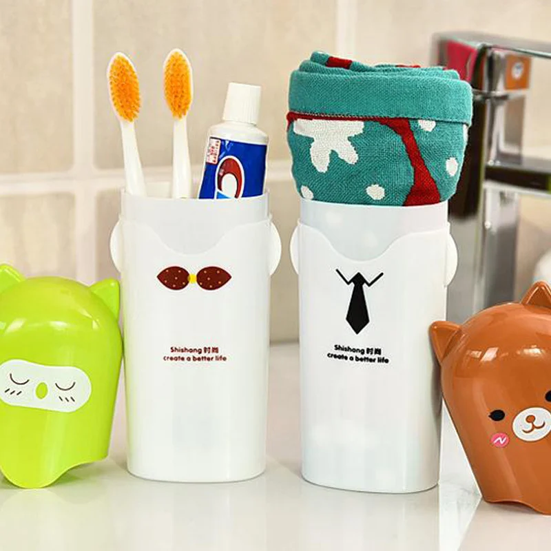 Cartoon Bear Toothpaste Toothbrush Holder Bathroom Accessories Portable Travel Toothbrush Cover Cup Bathroom Organizer