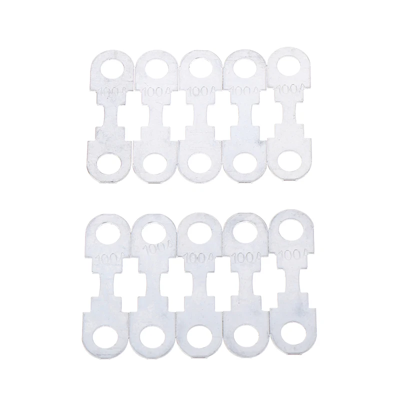 Automotive Car Flat Zinc Sheet Small Fuse Sheet 10Pcs 30A-150A 32VDC For Car Fuse Round Hole Insert Auto Parts
