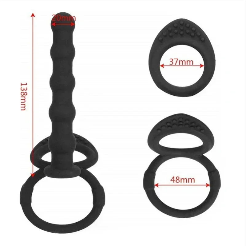 Double Penetration Dildo Rings Strap On Penis Delayed Ejaculation Anal Beads Butt Anus Vaginal Massager Sex Toys For Men Couples sex toys