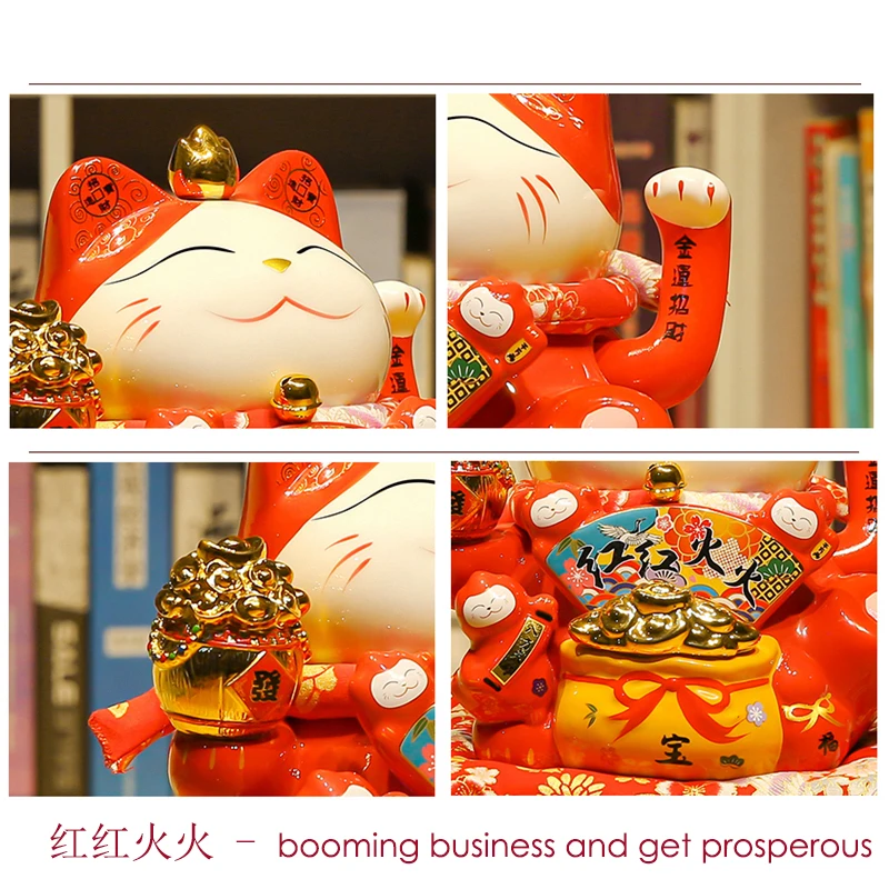 Zunate Lucky Fortune Cat Battery Powered - Japanese Beckoning Cat For Good Luck