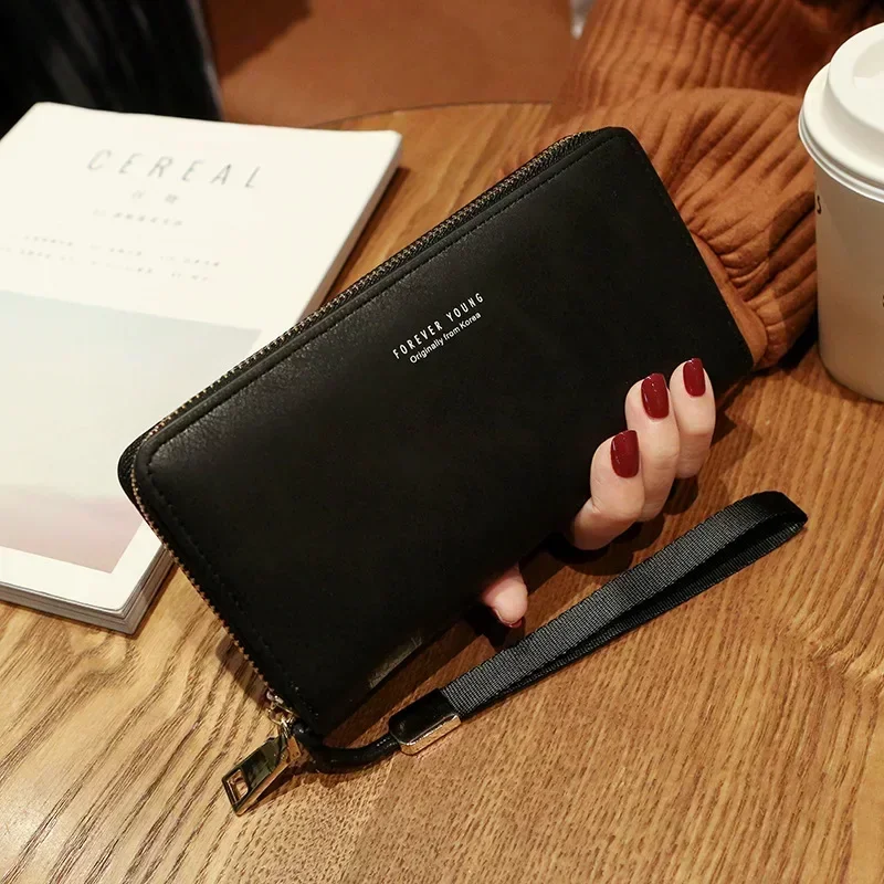 Women Wallet Long Casual Pu Leather Solid Multi-purpose Mobile Phone Bag Coin Card Purse Portable Handbag