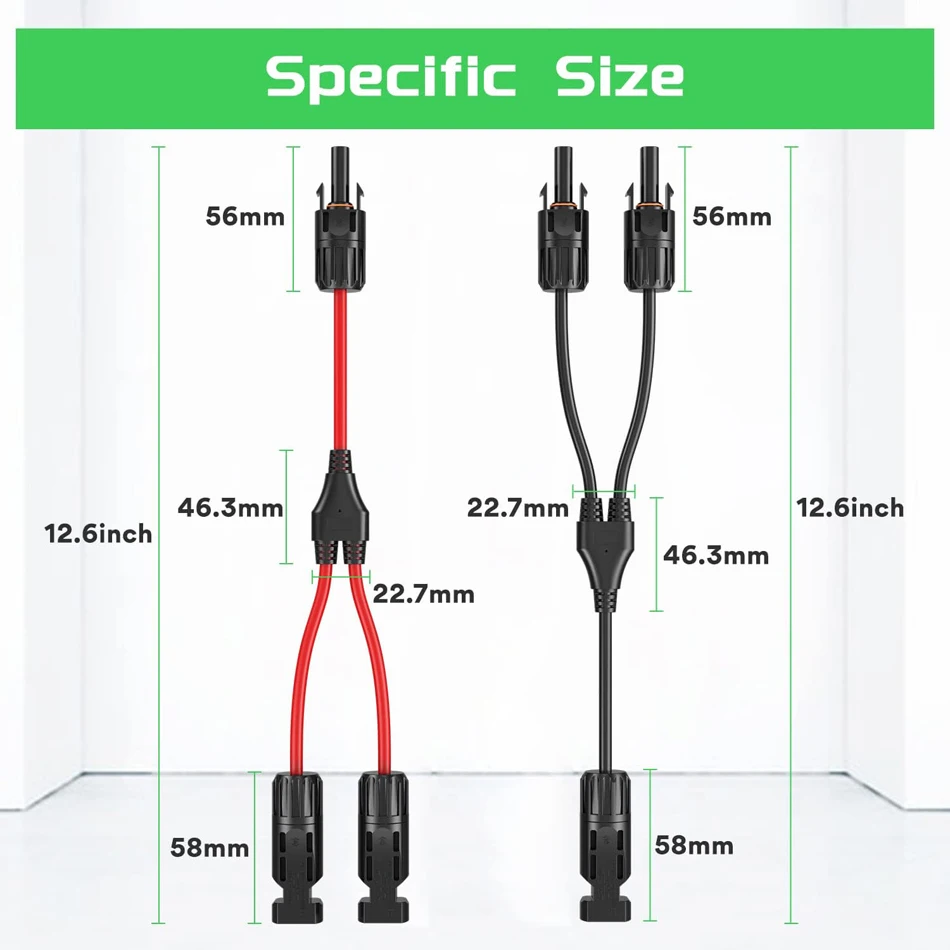 Solar Panel Connector Cable 1 Pair Y Branch Solar Panel 30A Cable Connector FFM MMF PV Wire T Splitter Photovoltaic 2pcs Solar Panel Cable Wire Connector