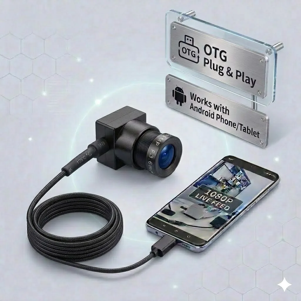 Mini USB Camera 15x15mm 1080P 2MP with Mic | OTG Webcam, UVC Plug & Play, Type-C Adapter, for Kiosk ATM Locker 3
