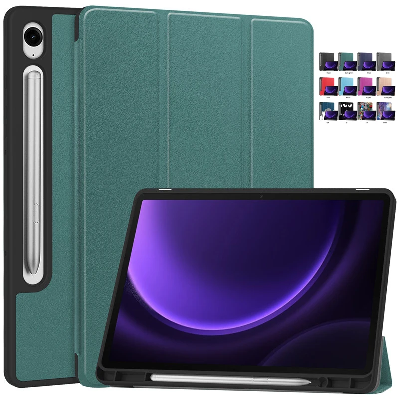 Per Samsung Tab S9 Fe Custodia Con Portamatite Trifold Pu Leaher Tpu Cover Posteriore Per Galaxy Tab S9 Fe Case Coque Funda 10.9"