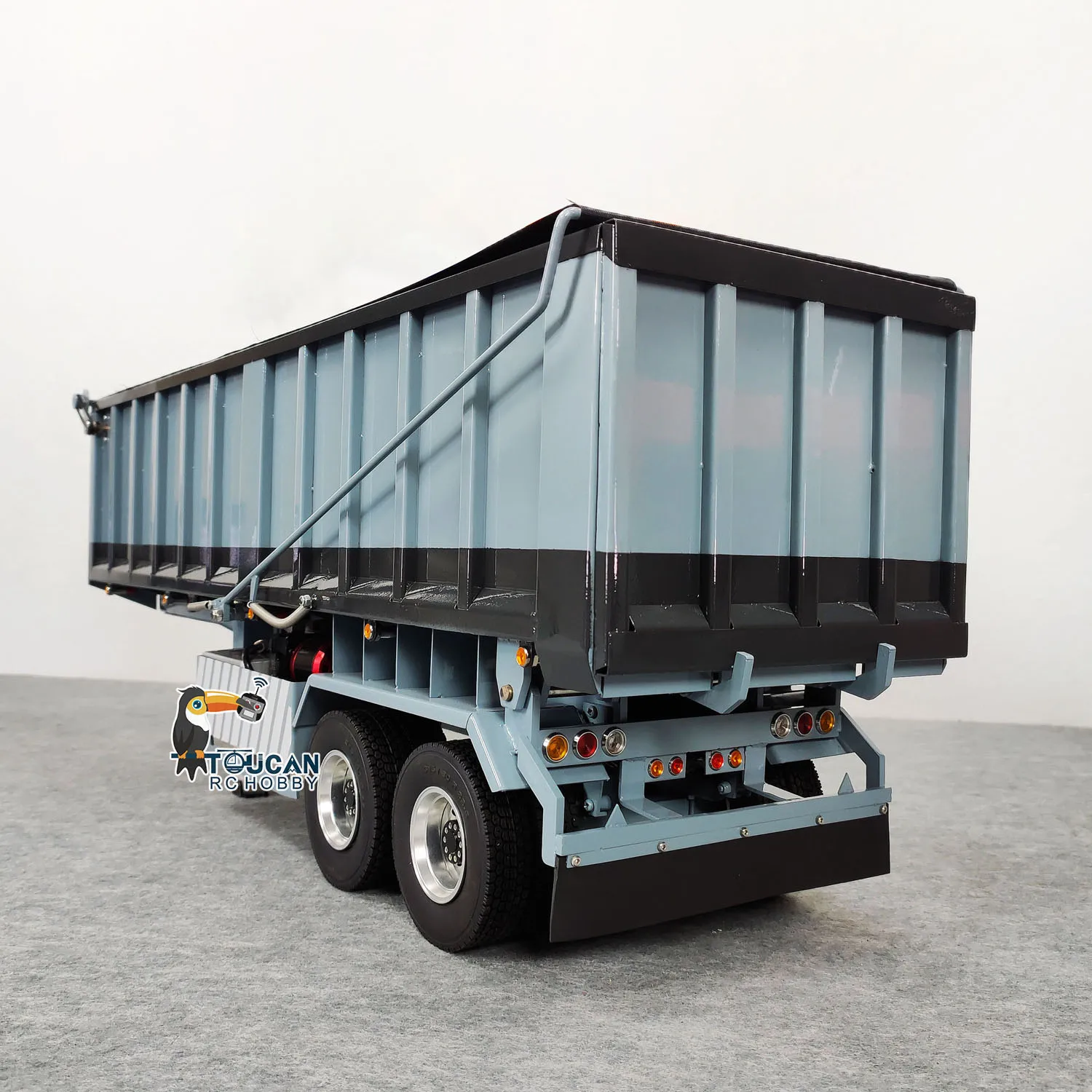 1/14 2 axle Hydraulic Dump Semi Trailer Metal RC Accessories Electric Support leg Tarpaulin for RC Tractor Truck Cars Toys Model 3