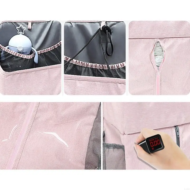 L38E 침구 간호 가방 베이비 케어 주최자 침구 큰 접이식 가방 침대 주최자 그레이 핑크