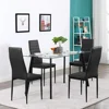 Black Dining Chair Set of 4, Leather Dining Chairs with Curved Back & Foot Cap Protection for Dining Kitchen Living Room 2