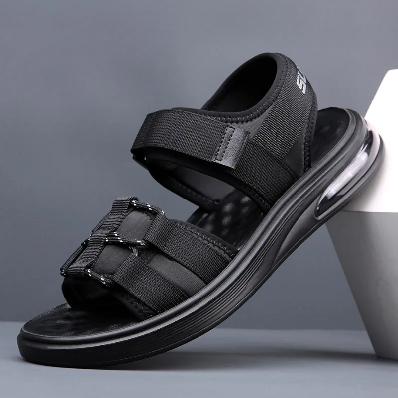 

New Sandals Men's Leisure Flat Beach Shoes Air Cushion Elevated Man Sandals Waterproof Non-slip Sandals For Men Sandale Homme