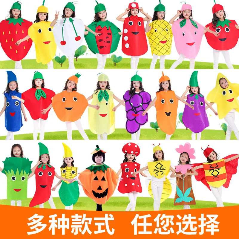 Children's Day fruit and vegetable performance costumes Strawberry apple pineapple grape chili pepper parent-child dance