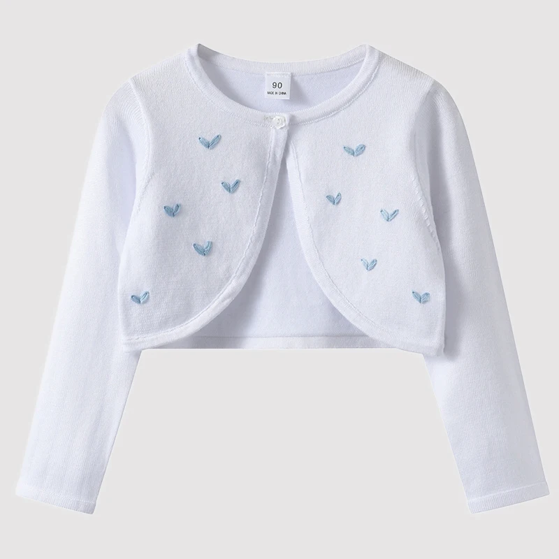 2025년 신상 니트 스웨터 2-7세 카디건  소녀 코트 봄 가을 자수 사랑 어린이 생일 파티 키즈 패션 숄