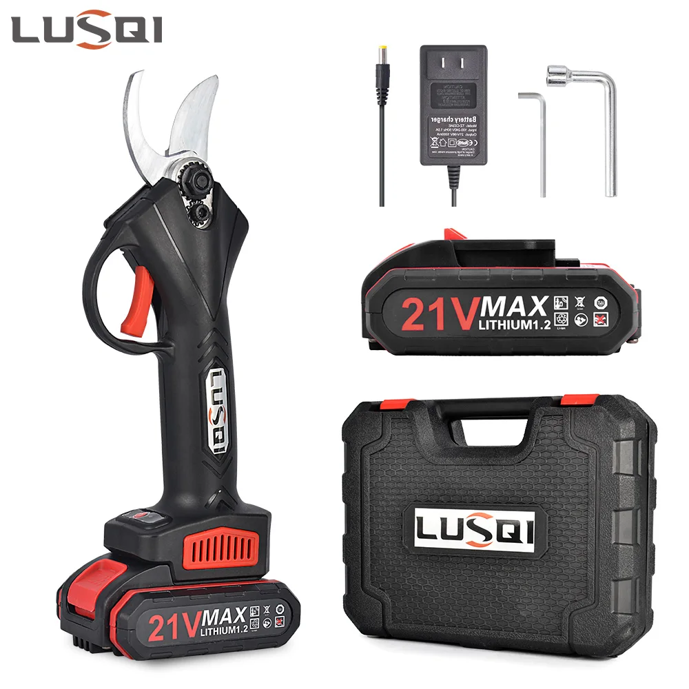 LUSQI Cordless Pruning Shears Or 4/6in Electric Chainsaw Lithium Chain Saw Pruners Cutting Pruning Branch Set Garden Tools 5