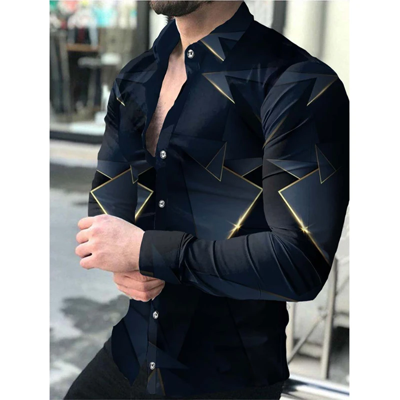 Hawaiian Shirt Men Fashion Casual Single Breasted Shirt High Quality Print Long Sleeve Shirt Male Luxury Shirts For Men